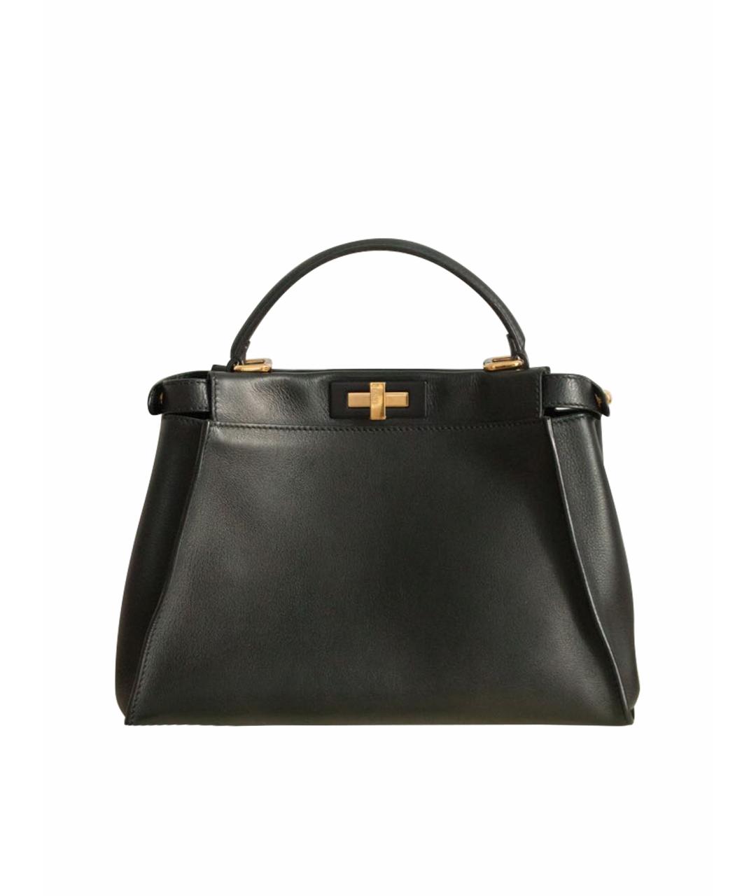 FENDI Черная кожаная сумка тоут, фото 1