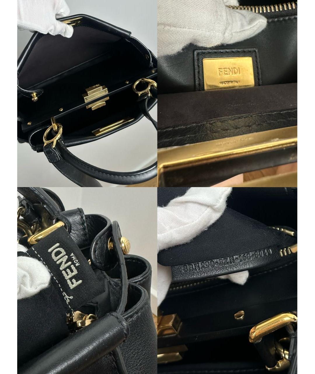 FENDI Черная кожаная сумка тоут, фото 8