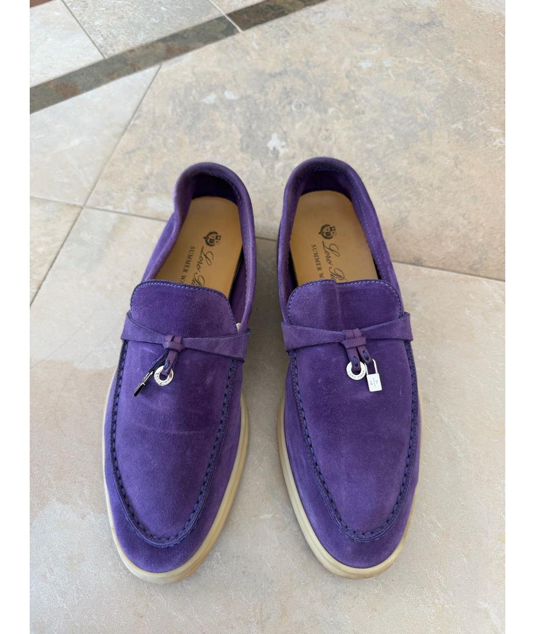 LORO PIANA Фиолетовые замшевые лоферы, фото 2