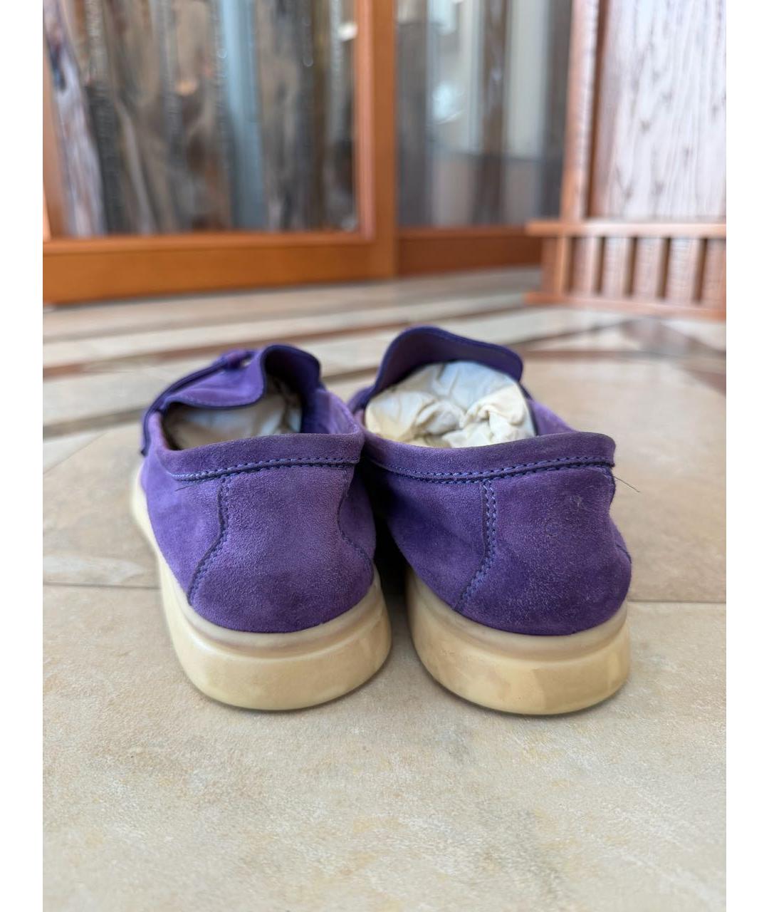 LORO PIANA Фиолетовые замшевые лоферы, фото 5