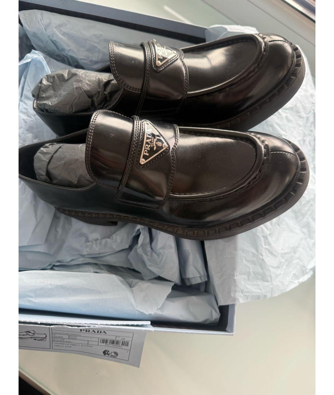 PRADA Черные кожаные мокасины, фото 5