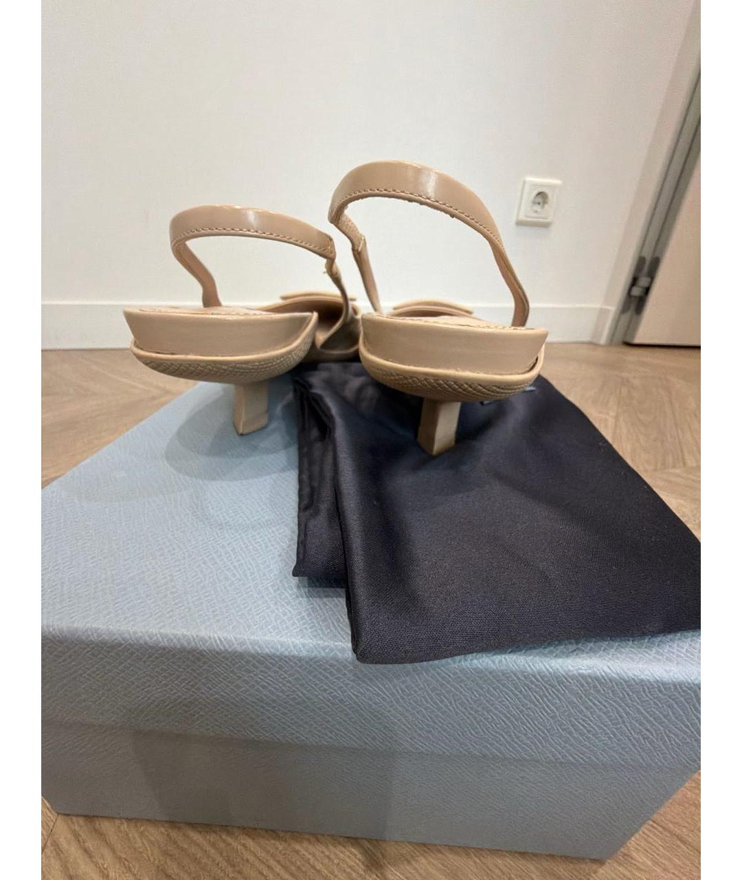 PRADA Бежевые кожаные мюли, фото 4