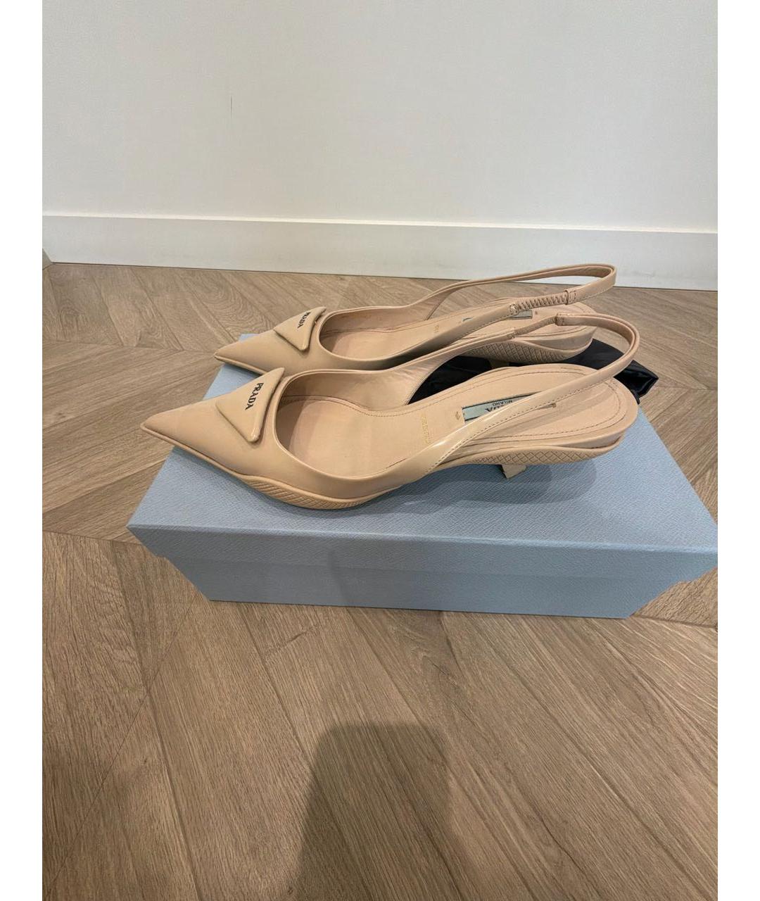 PRADA Бежевые кожаные мюли, фото 5