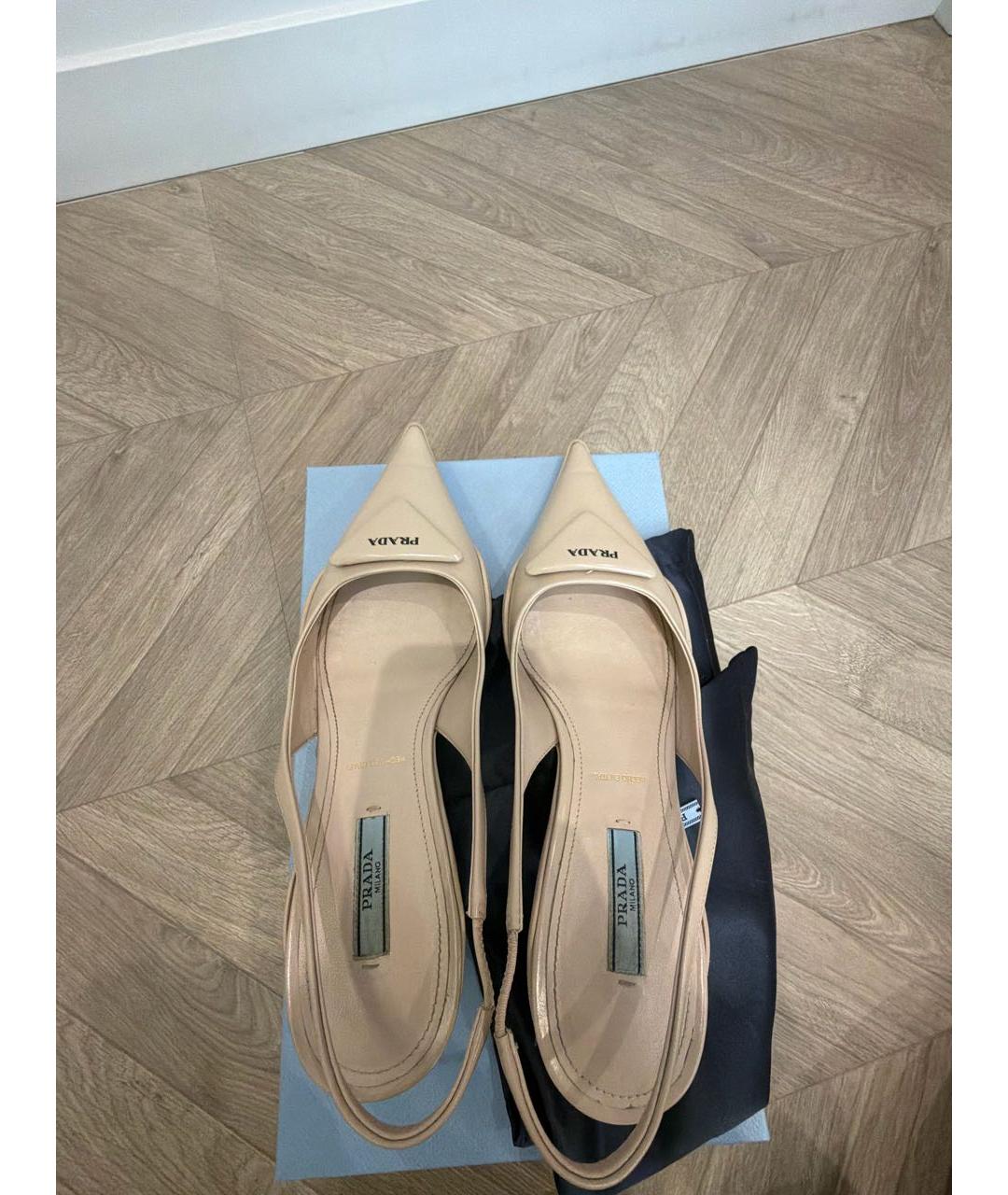 PRADA Бежевые кожаные мюли, фото 3