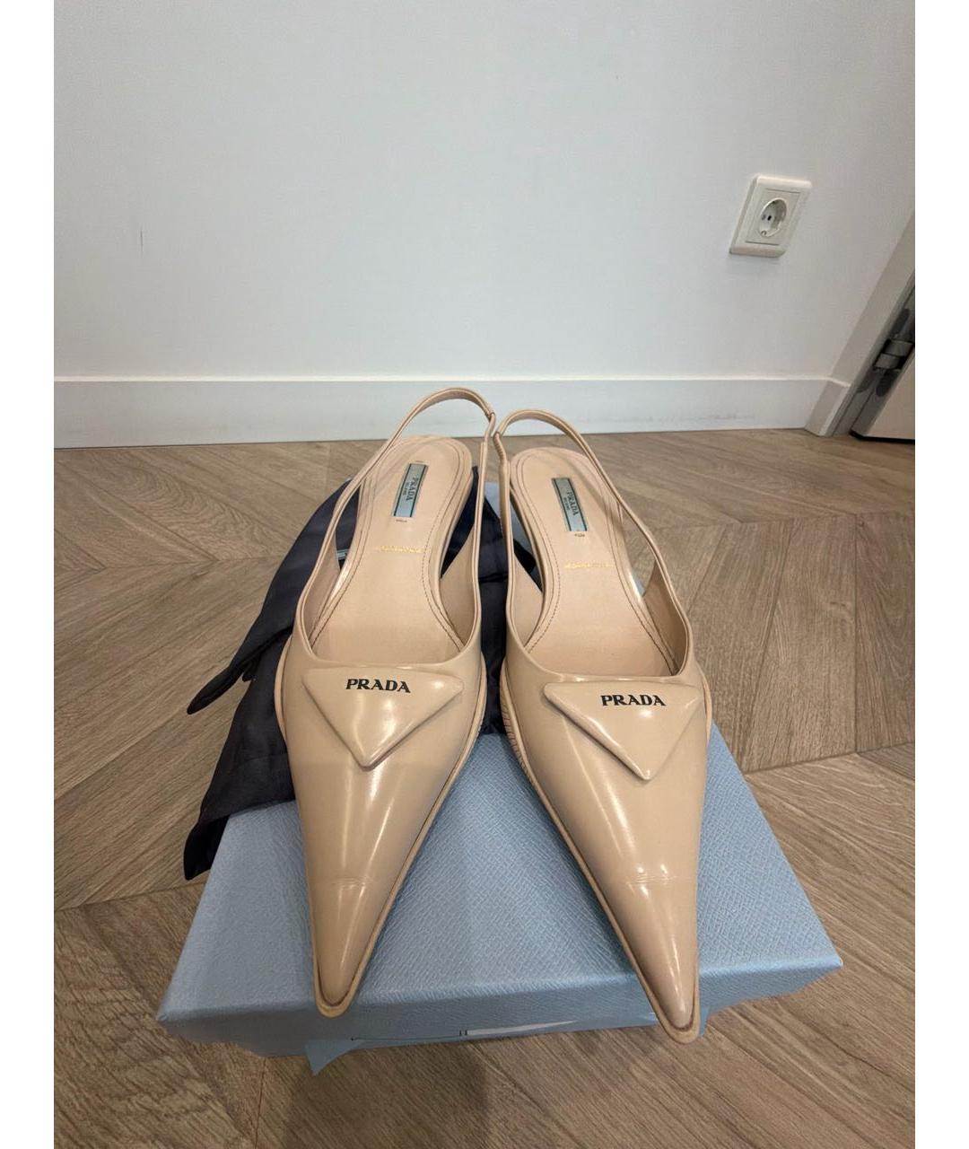 PRADA Бежевые кожаные мюли, фото 2