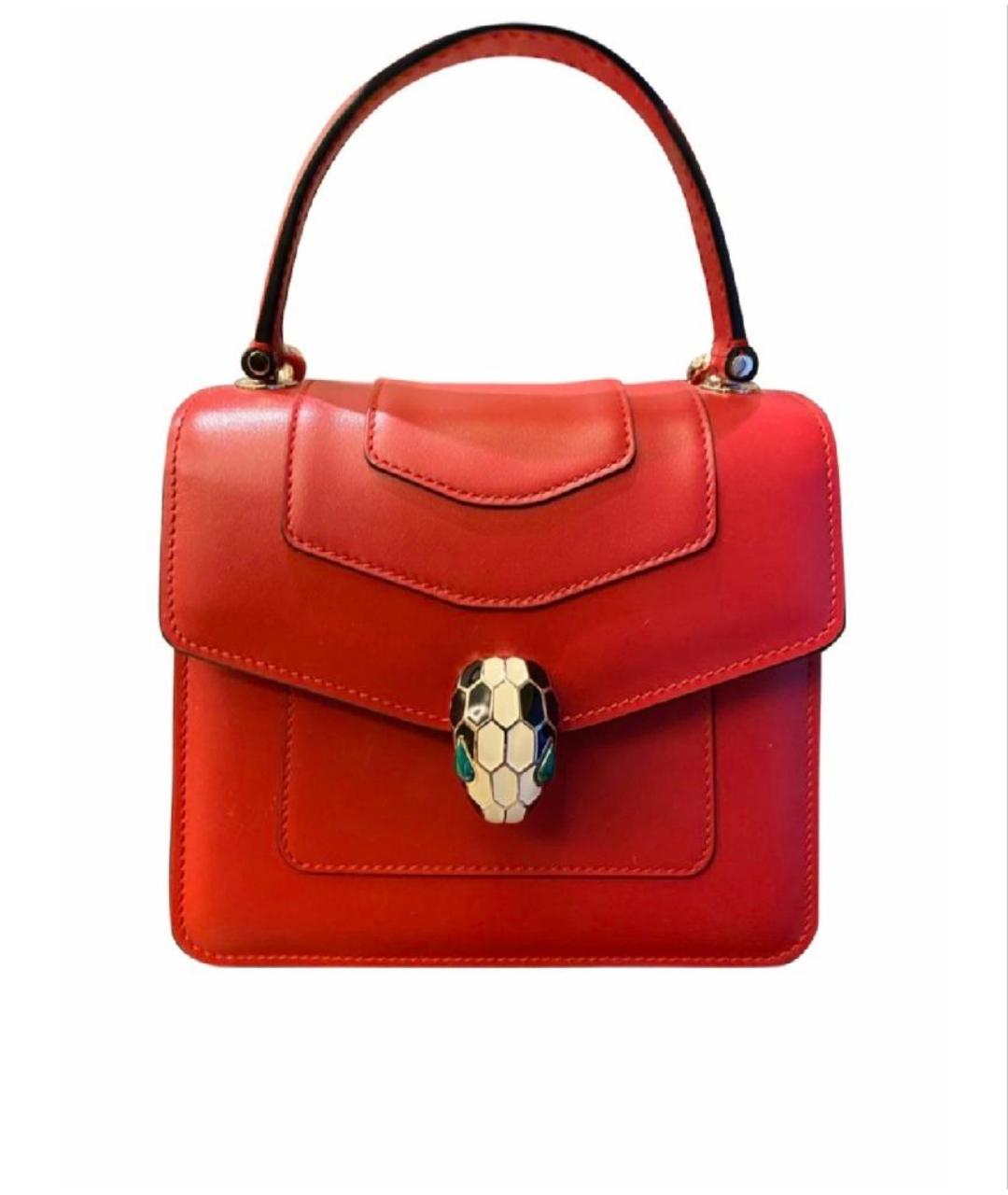 BVLGARI Красная кожаная сумка с короткими ручками, фото 10