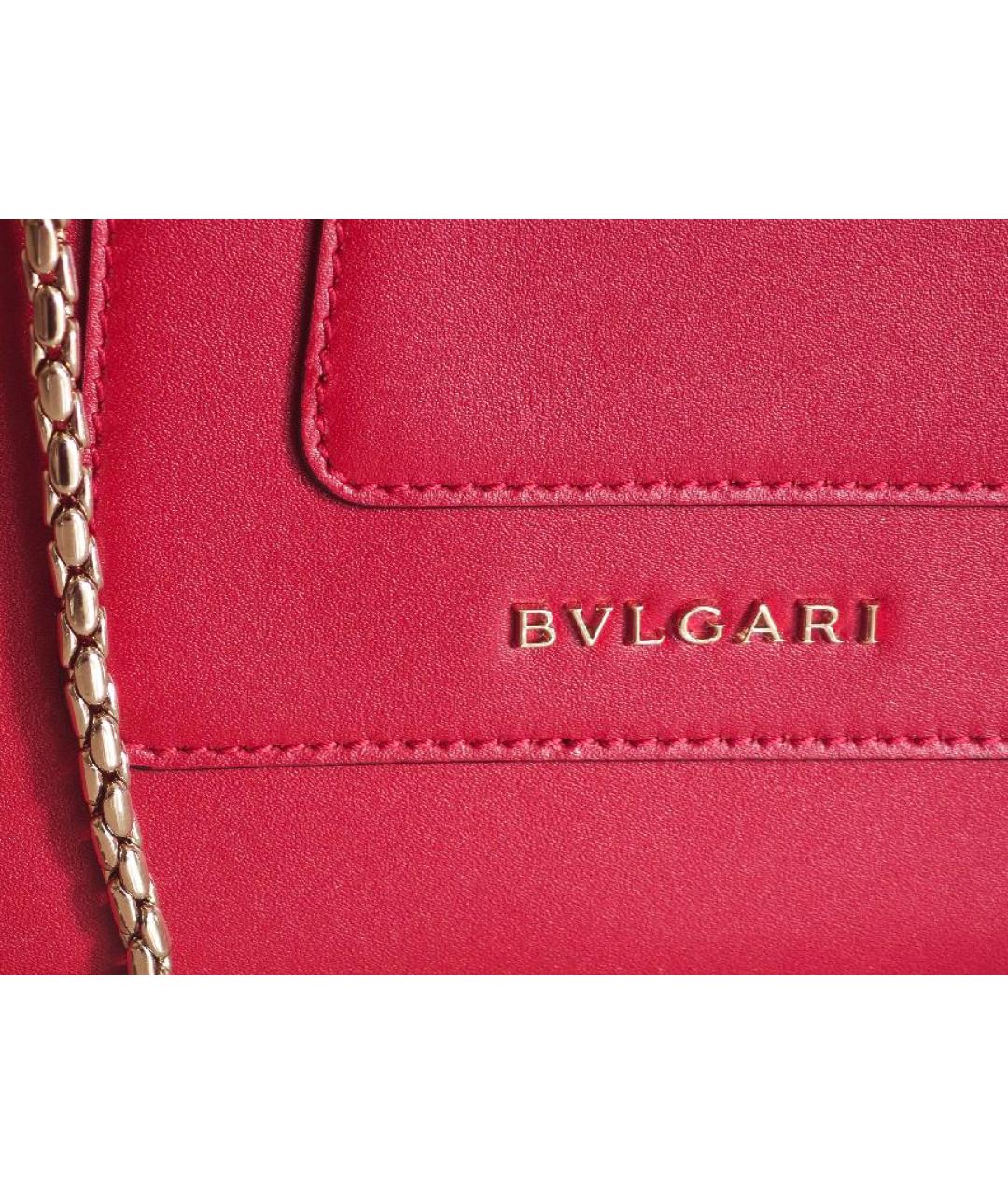 BVLGARI Красная кожаная сумка с короткими ручками, фото 8