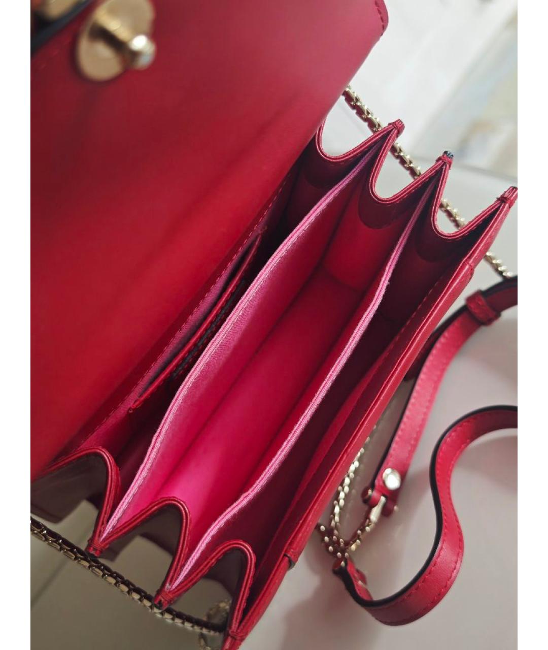 BVLGARI Красная кожаная сумка с короткими ручками, фото 5