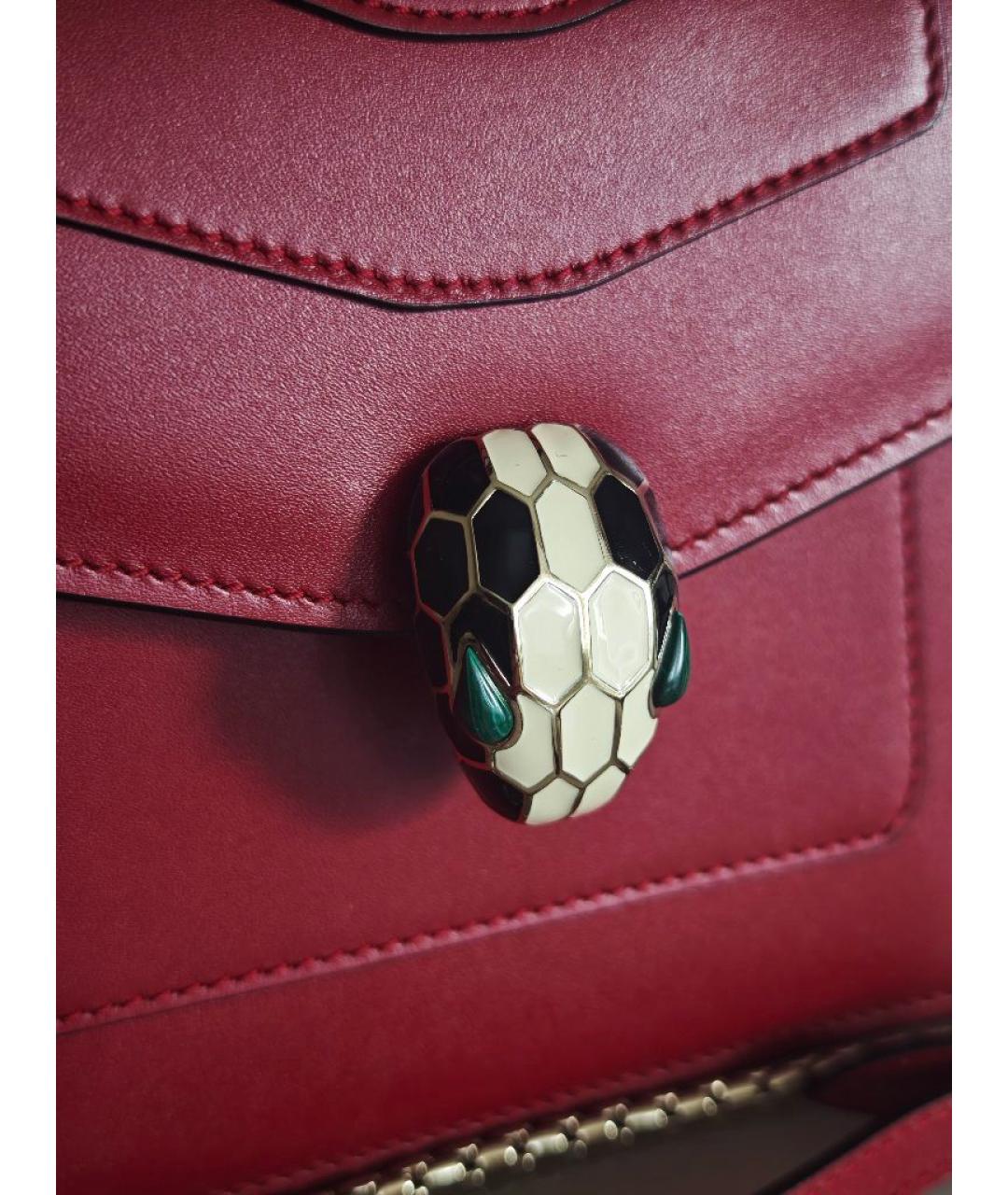 BVLGARI Красная кожаная сумка с короткими ручками, фото 9