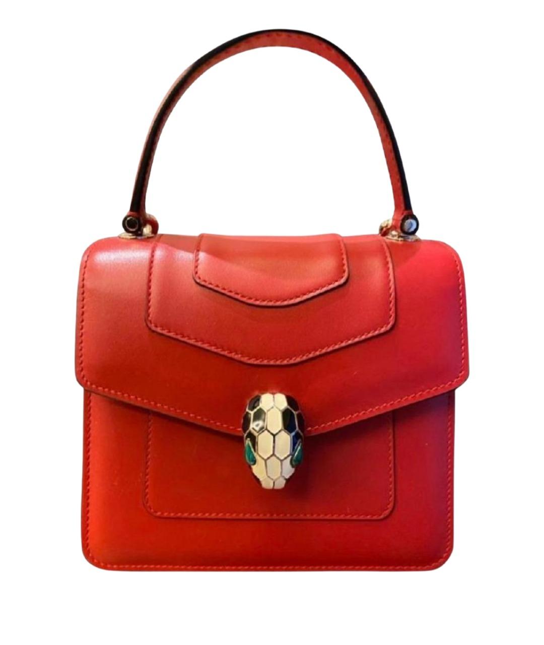 BVLGARI Красная кожаная сумка с короткими ручками, фото 1