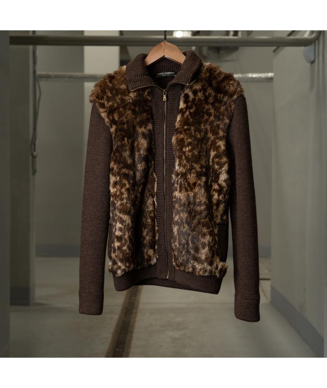 DOLCE&GABBANA Коричневый шерстяной кардиган, фото 2