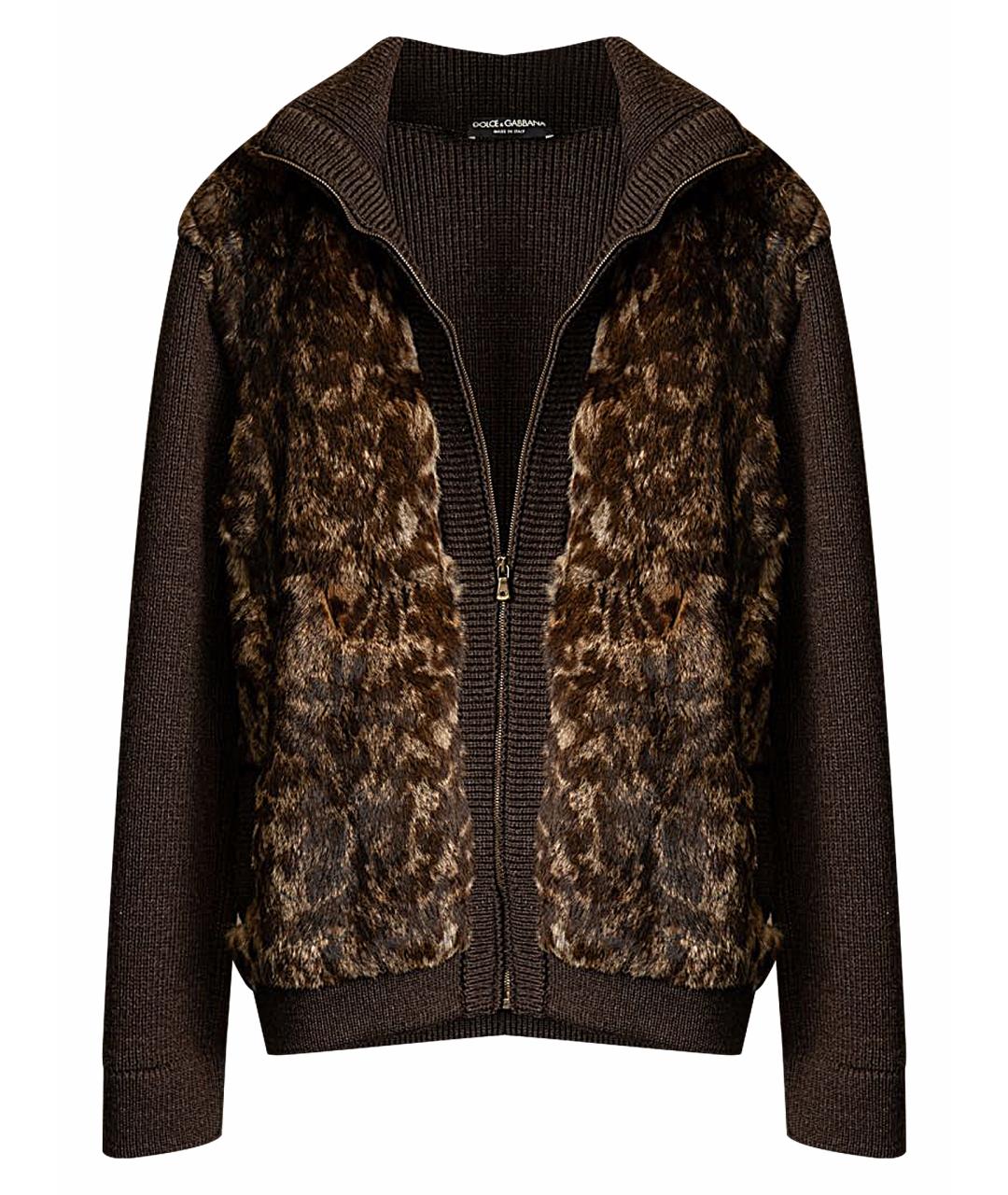 DOLCE&GABBANA Коричневый шерстяной кардиган, фото 1