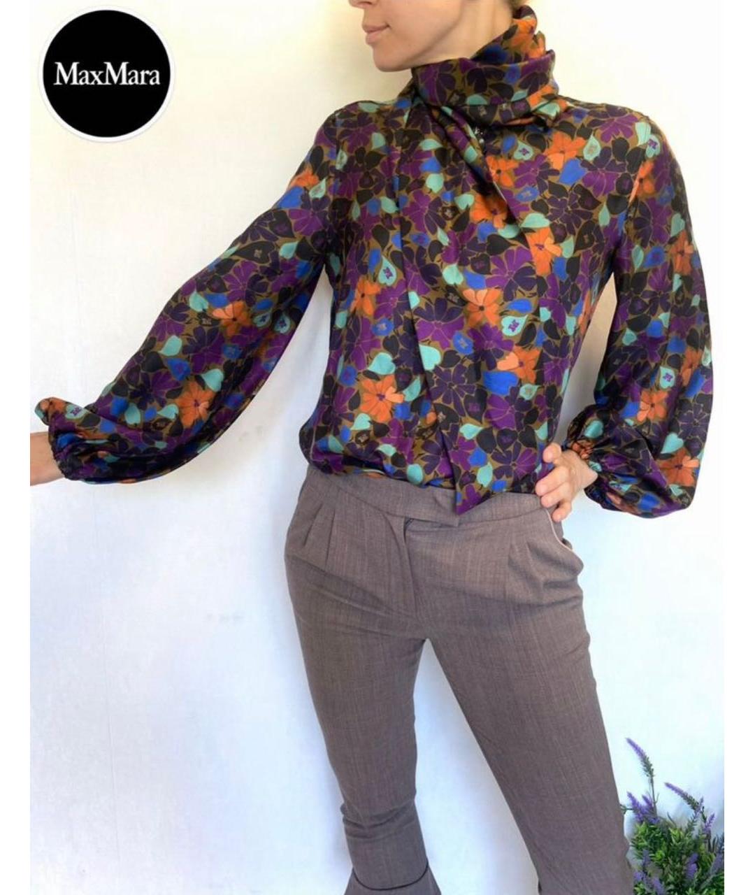 MAX MARA Мульти шелковая блузы, фото 2