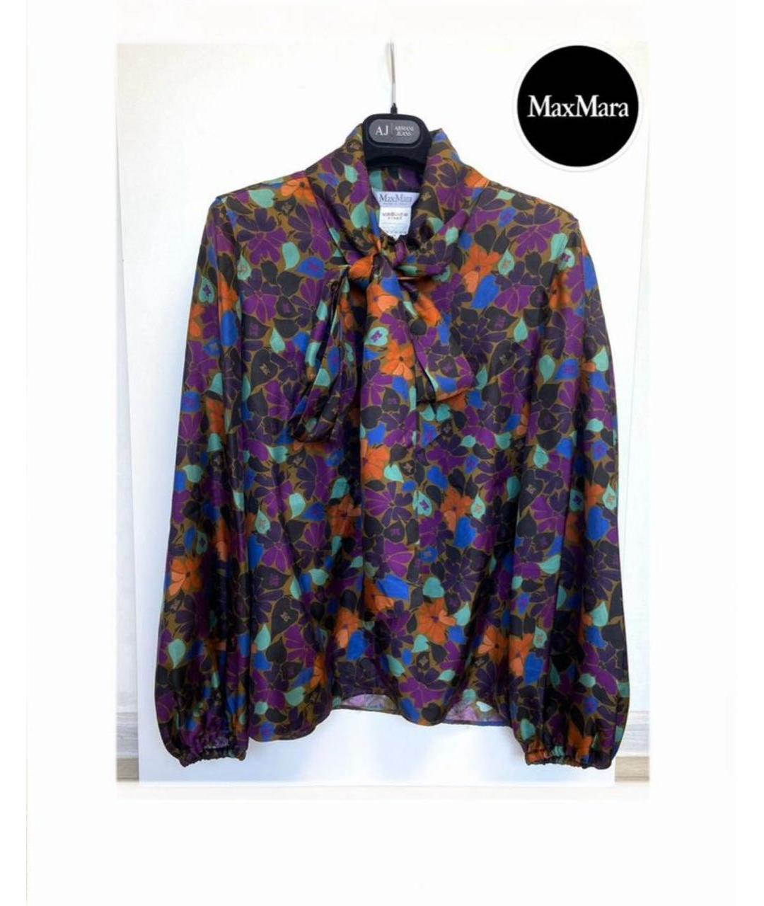 MAX MARA Мульти шелковая блузы, фото 9