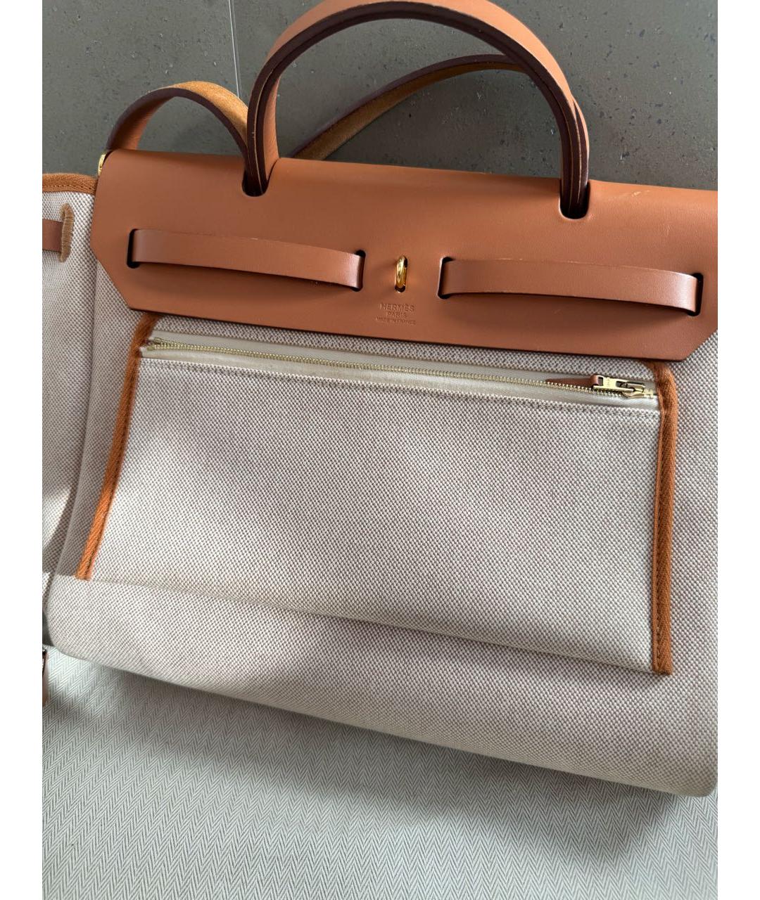 HERMES Бежевая тканевая сумка через плечо, фото 2