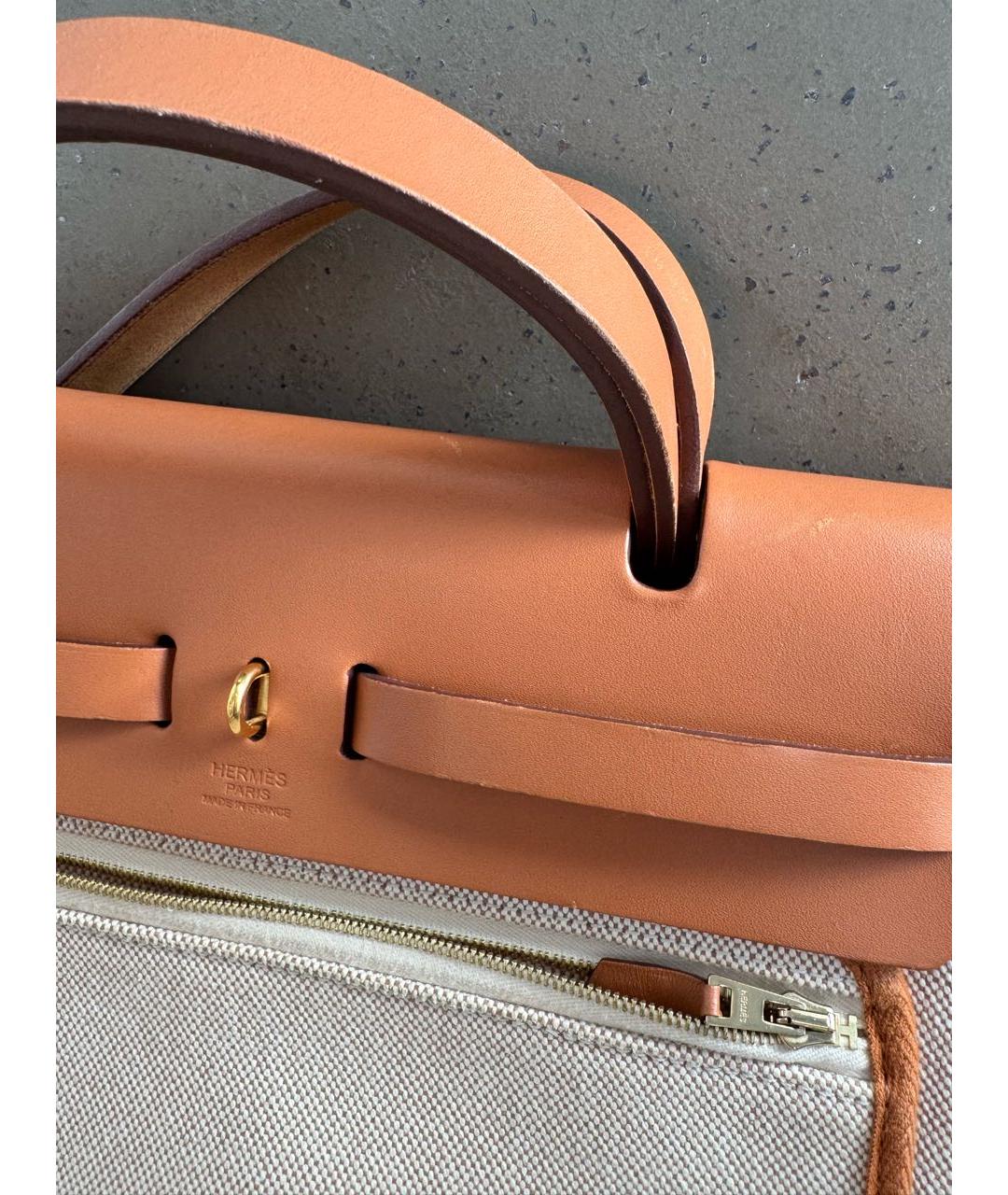 HERMES Бежевая тканевая сумка через плечо, фото 5