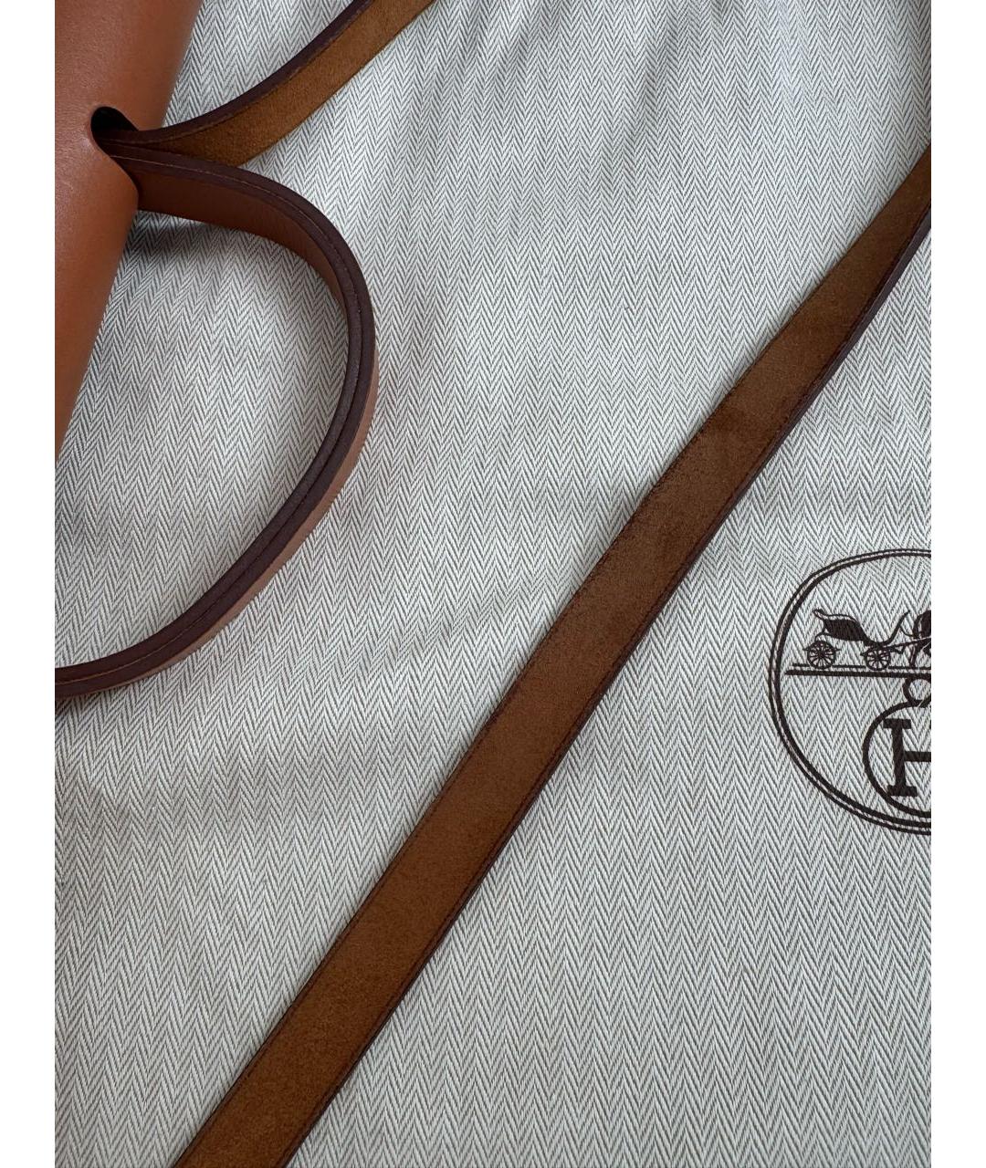 HERMES Бежевая тканевая сумка через плечо, фото 7