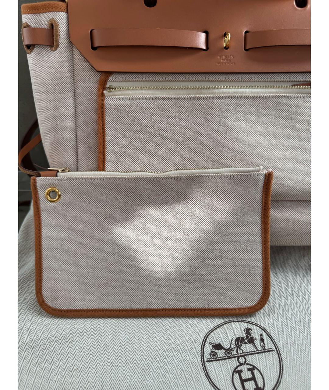 HERMES Бежевая тканевая сумка через плечо, фото 3