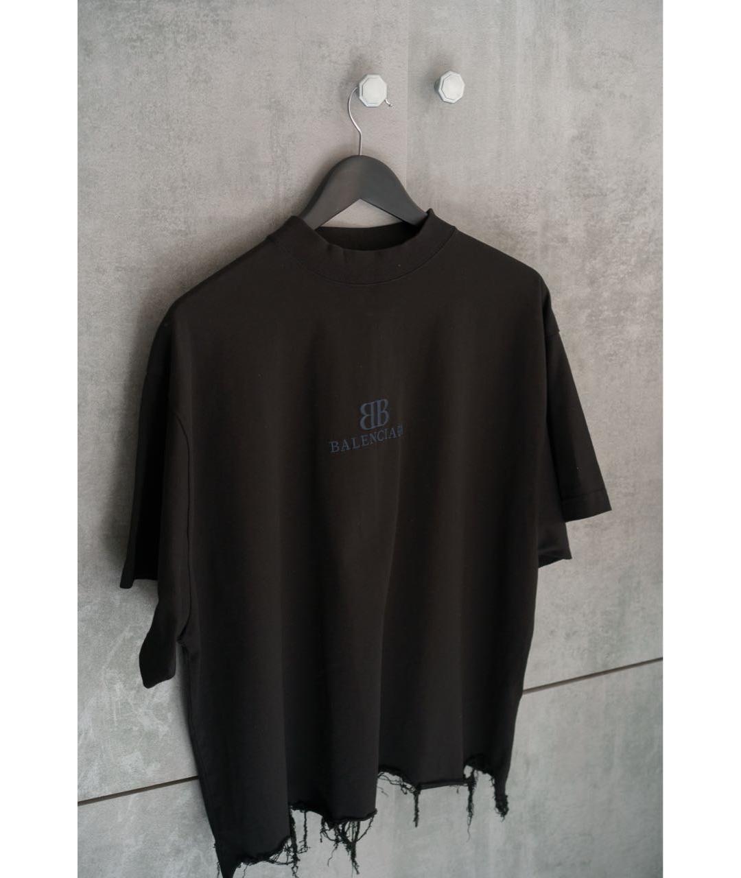 BALENCIAGA Черная хлопковая футболка, фото 3