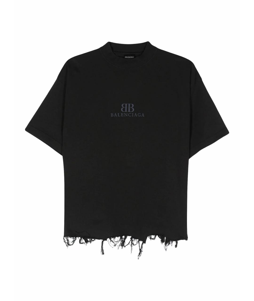 BALENCIAGA Черная хлопковая футболка, фото 1