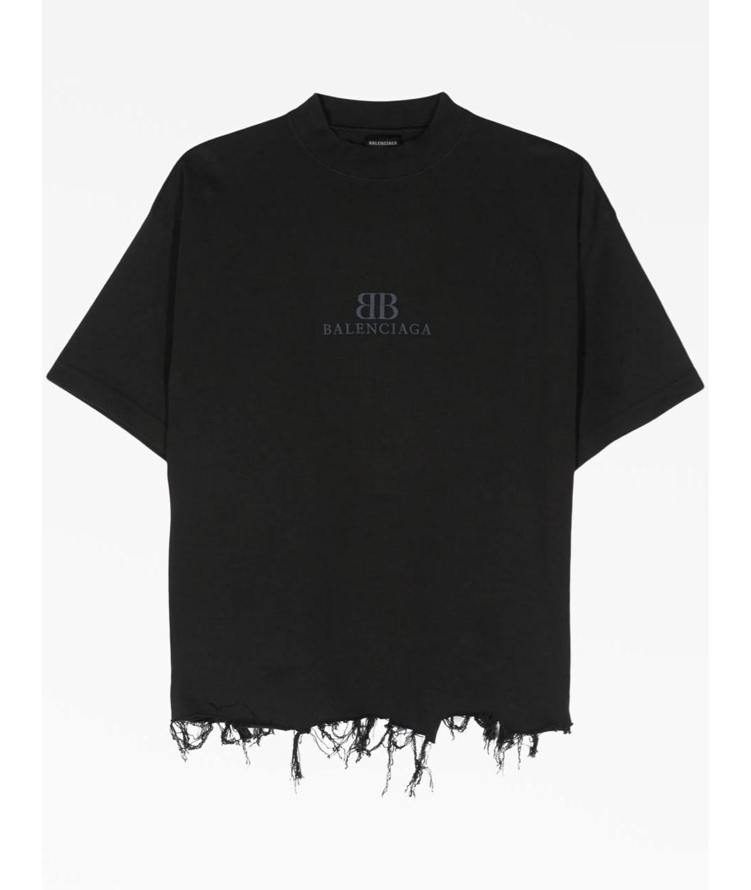 BALENCIAGA Черная хлопковая футболка, фото 4