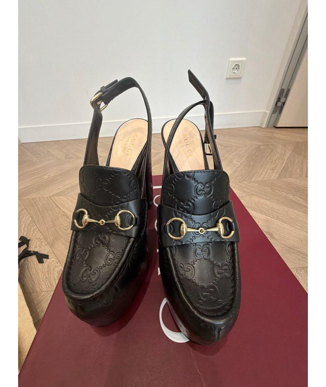 GUCCI Черные кожаные туфли, фото 2