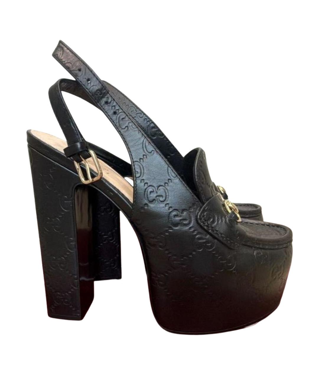 GUCCI Черные кожаные туфли, фото 1