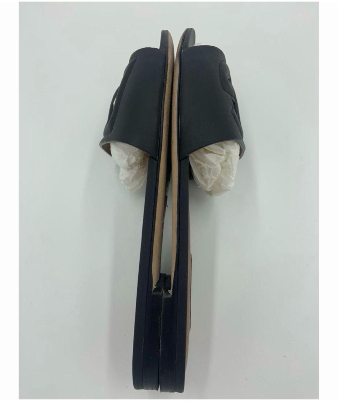 DOLCE&GABBANA Черные кожаные шлепанцы, фото 8