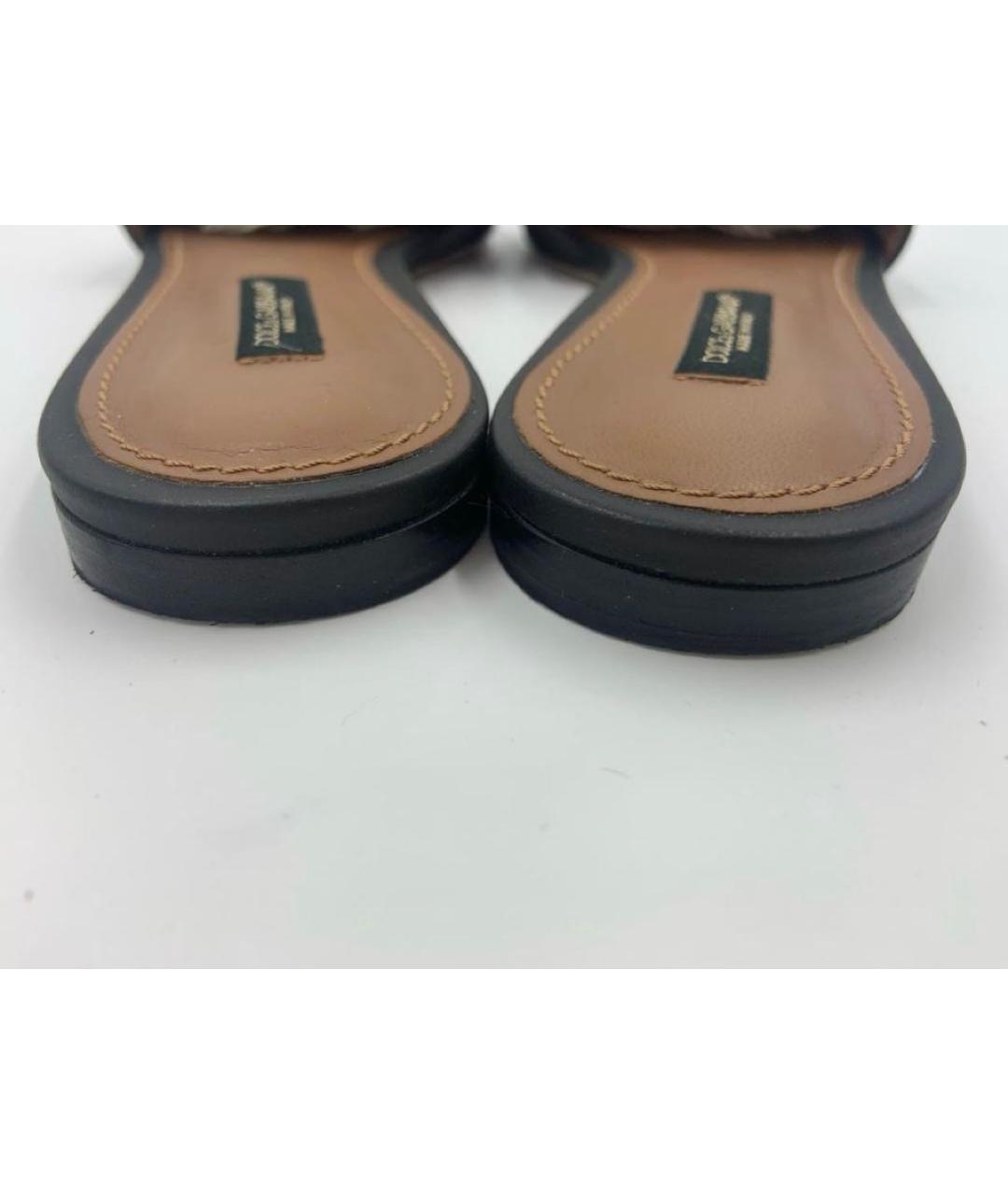 DOLCE&GABBANA Черные кожаные шлепанцы, фото 5