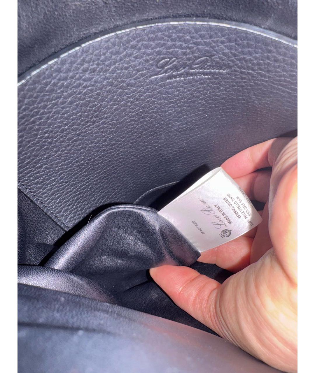 LORO PIANA Темно-синяя кожаная сумка через плечо, фото 5