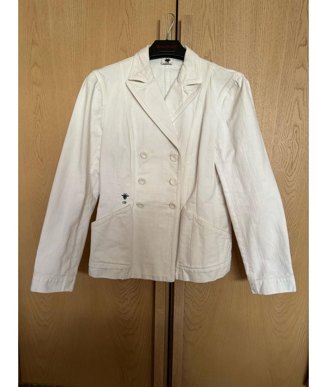 CHRISTIAN DIOR Белый хлопковый жакет/пиджак, фото 9