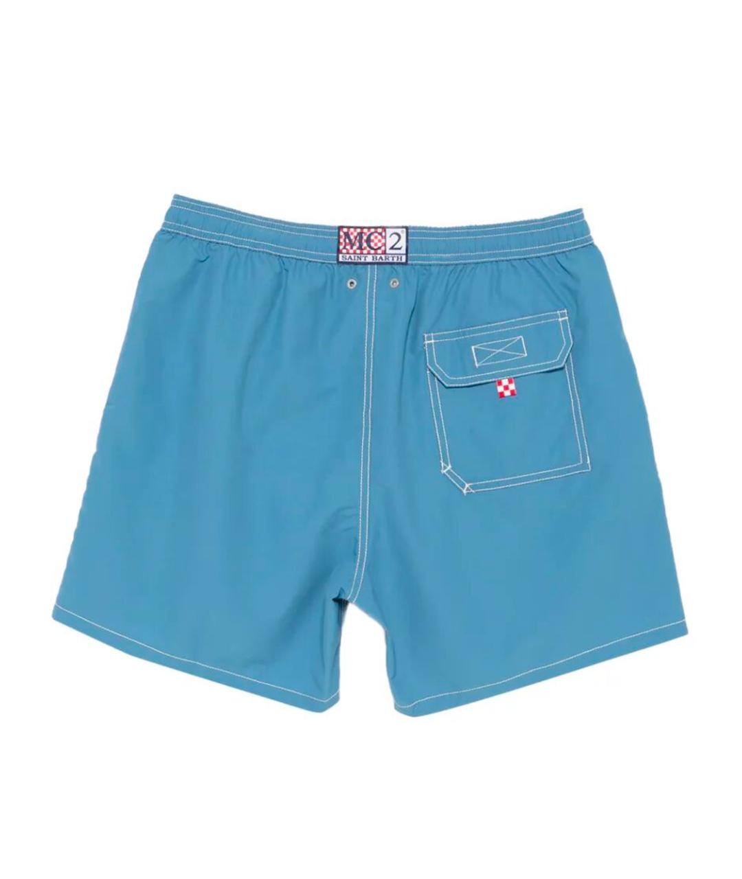 MC2 SAINT BARTH Голубые полиэстеровые шорты, фото 2