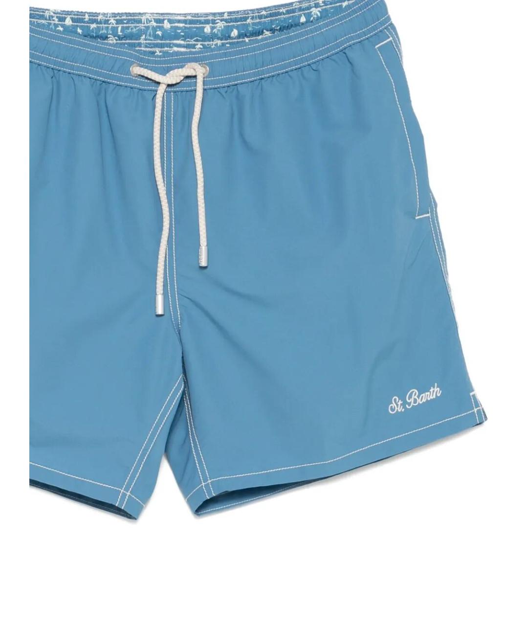 MC2 SAINT BARTH Голубые полиэстеровые шорты, фото 3