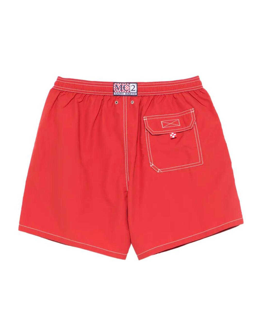 MC2 SAINT BARTH Красные полиэстеровые шорты, фото 2