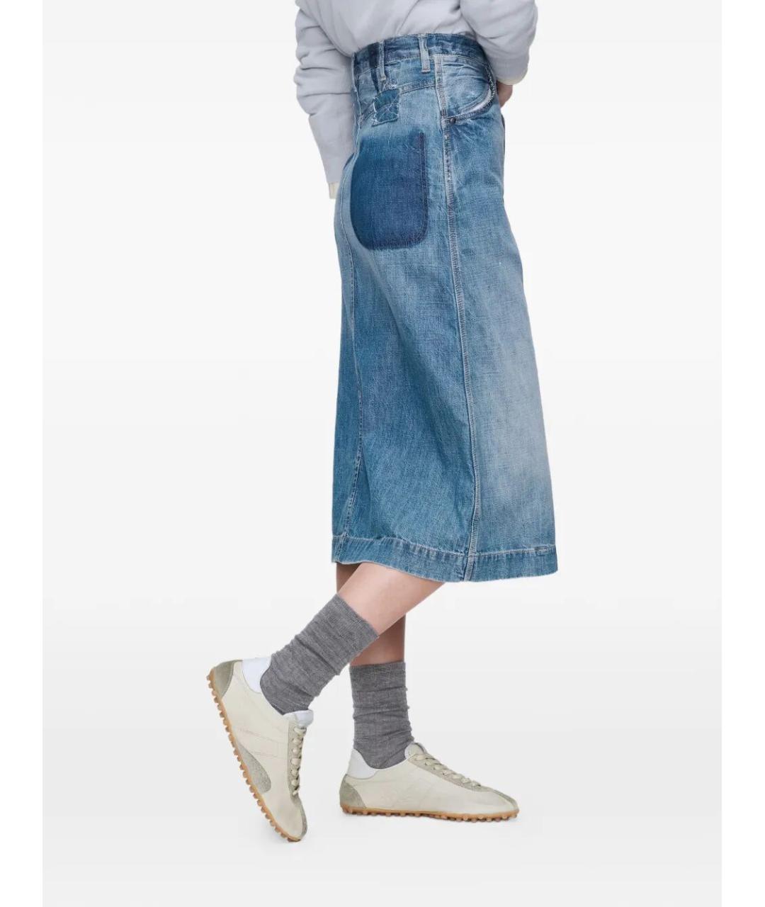 MAISON MARGIELA Синяя хлопковая юбка миди, фото 3