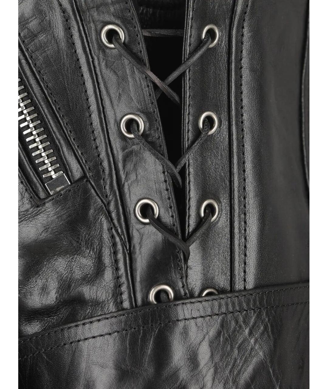 SAINT LAURENT Черный кожаный жилет, фото 4