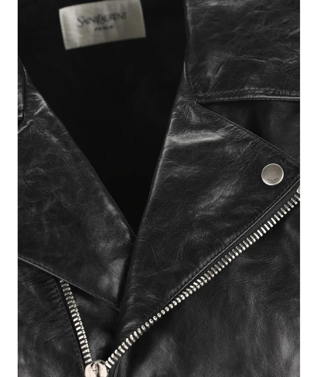 SAINT LAURENT Черный кожаный жилет, фото 3