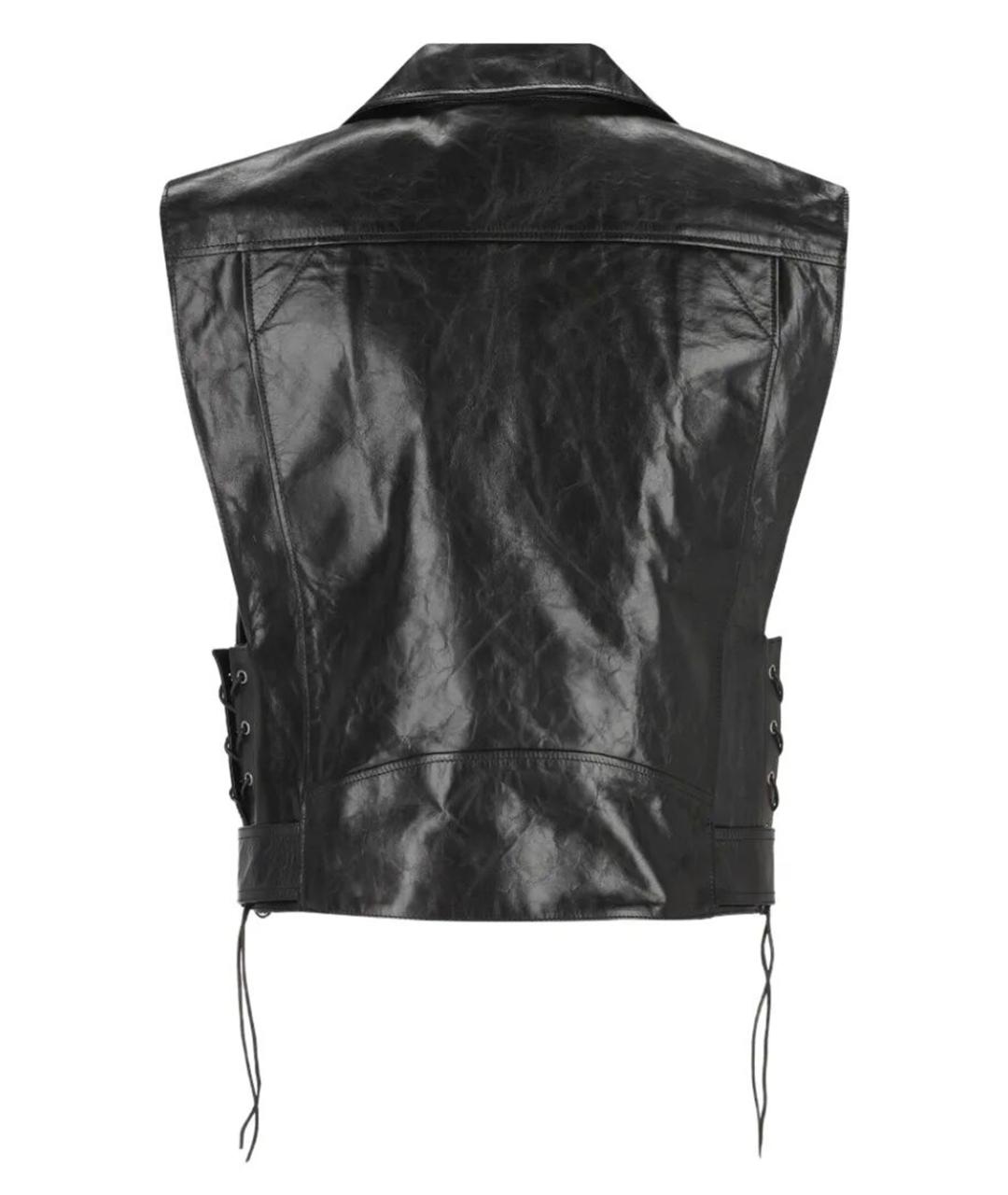 SAINT LAURENT Черный кожаный жилет, фото 2