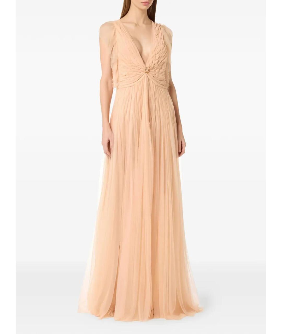 ELISABETTA FRANCHI Бежевое полиамидовое вечернее платье, фото 2