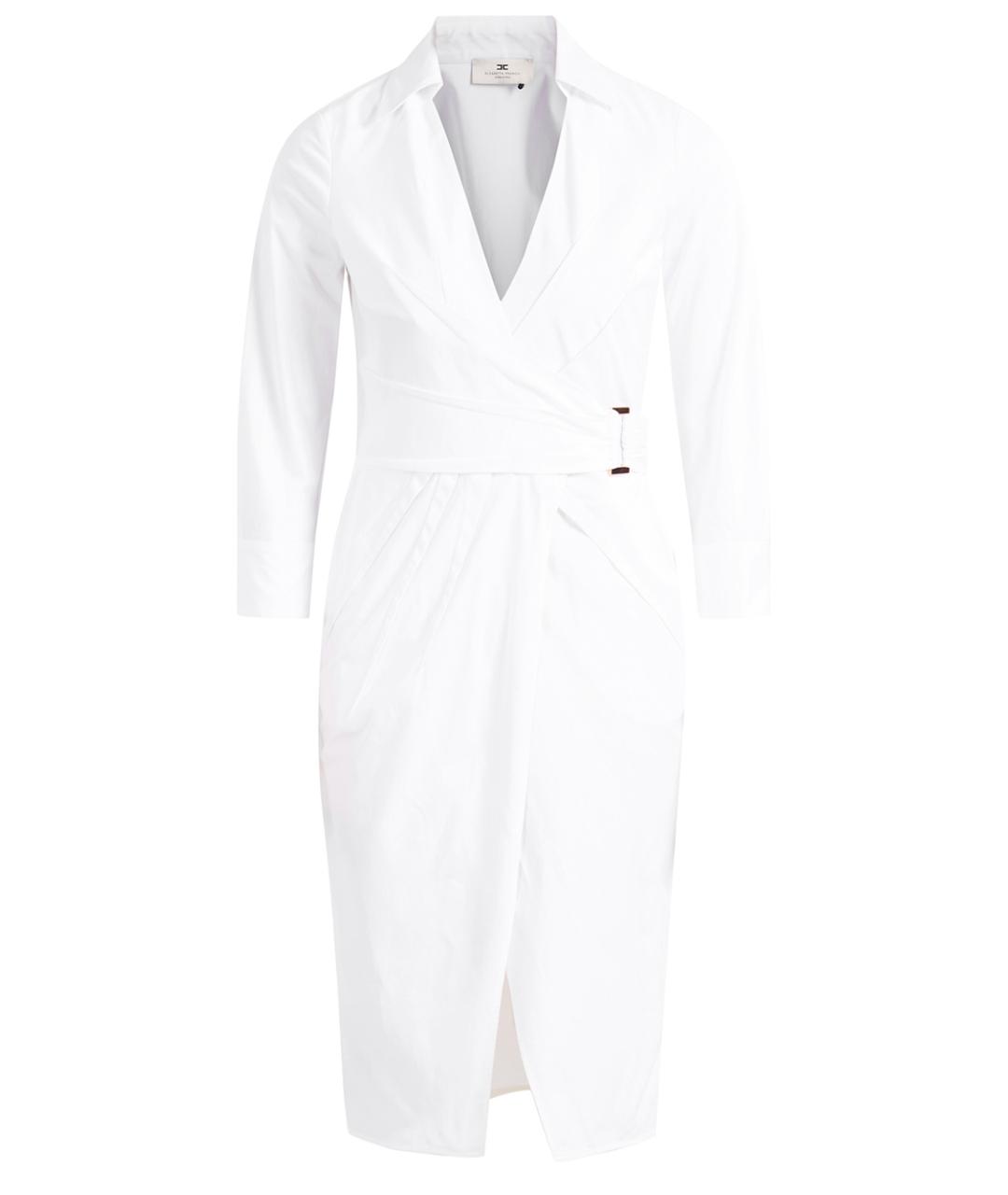 ELISABETTA FRANCHI Белое хлопковое коктейльное платье, фото 1