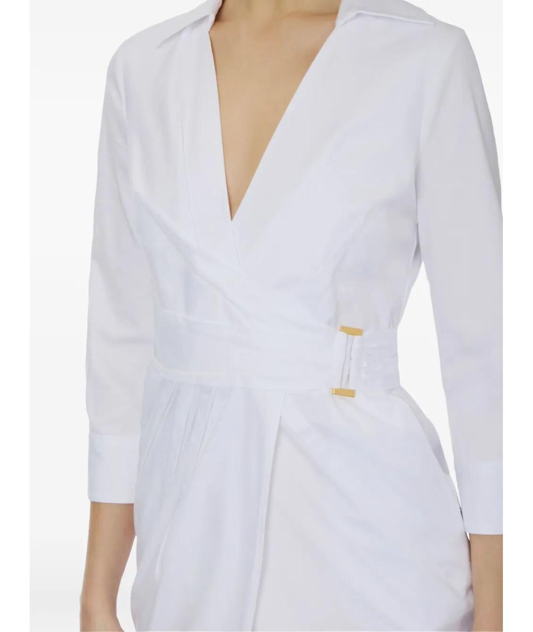 ELISABETTA FRANCHI Белое хлопковое коктейльное платье, фото 4