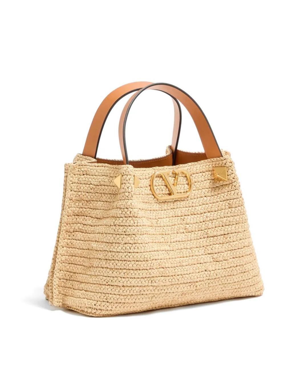VALENTINO Бежевая пелетеная сумка тоут, фото 2