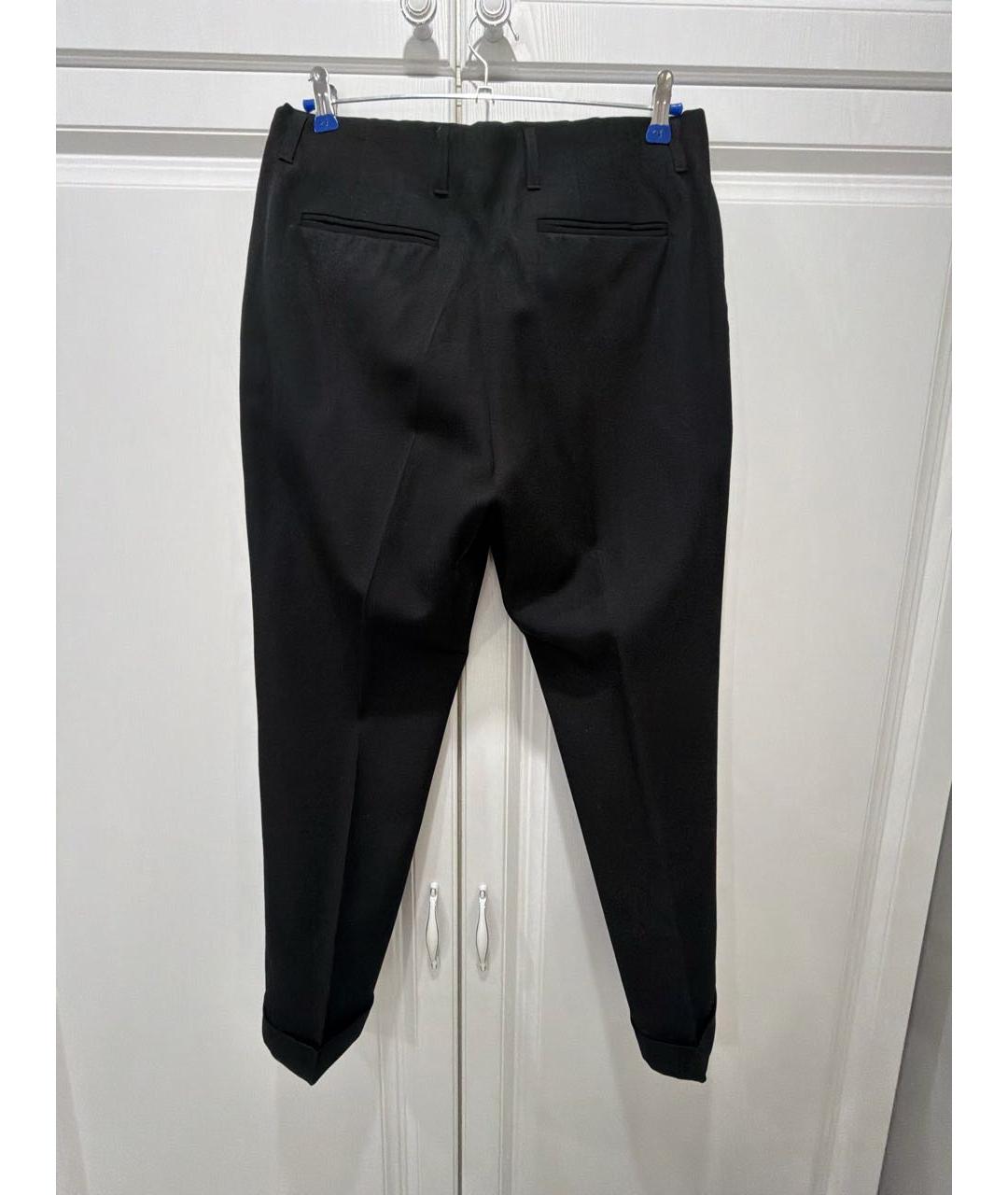 DRIES VAN NOTEN Черные шерстяные прямые брюки, фото 2