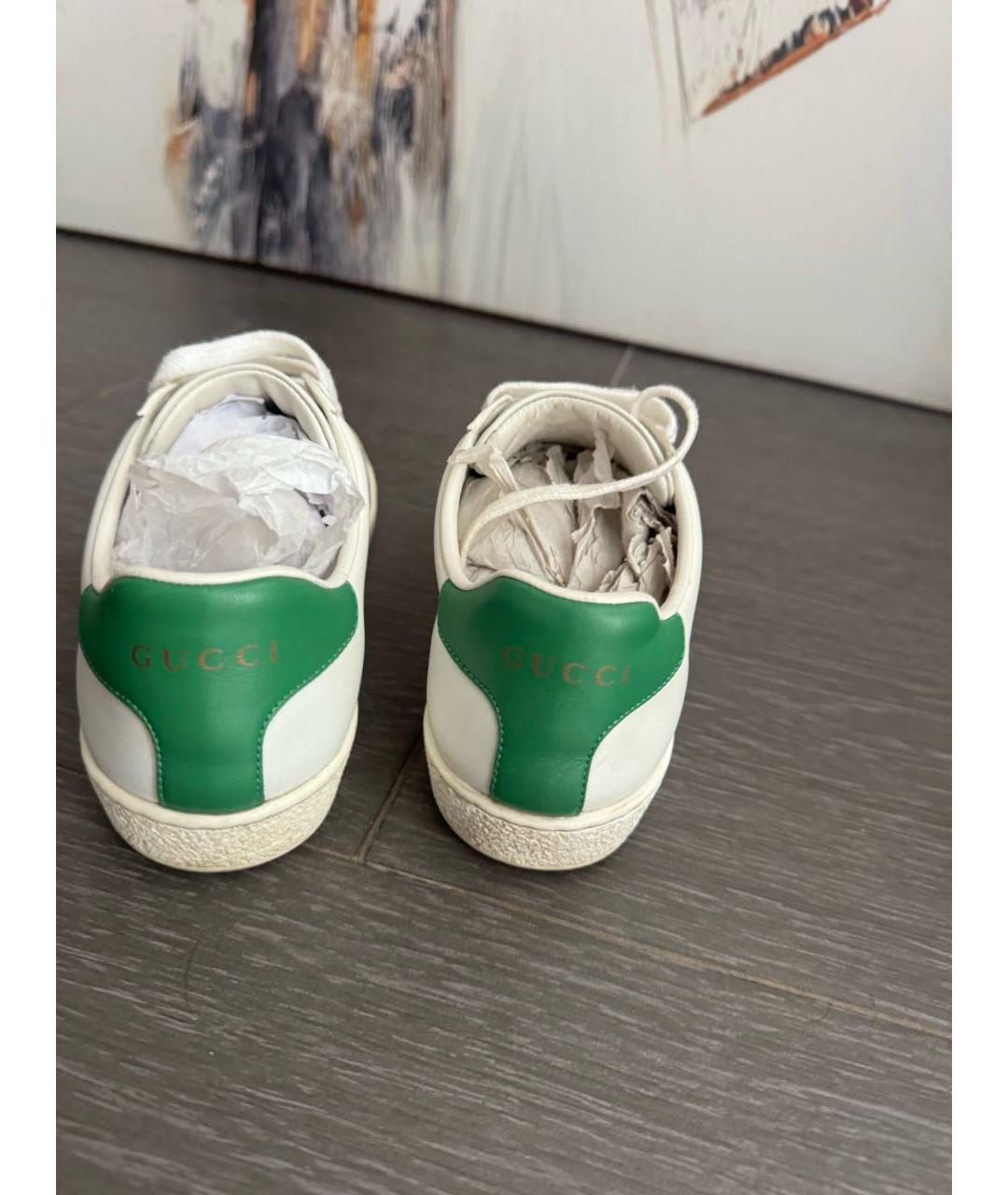 GUCCI Белые кожаные кеды, фото 2