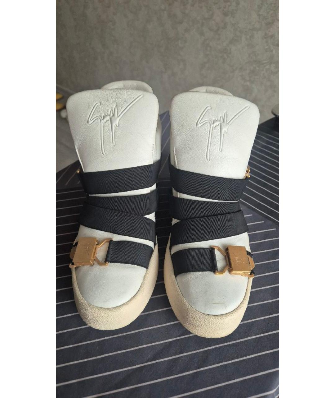 GIUSEPPE ZANOTTI DESIGN Белые кожаные кроссовки, фото 2