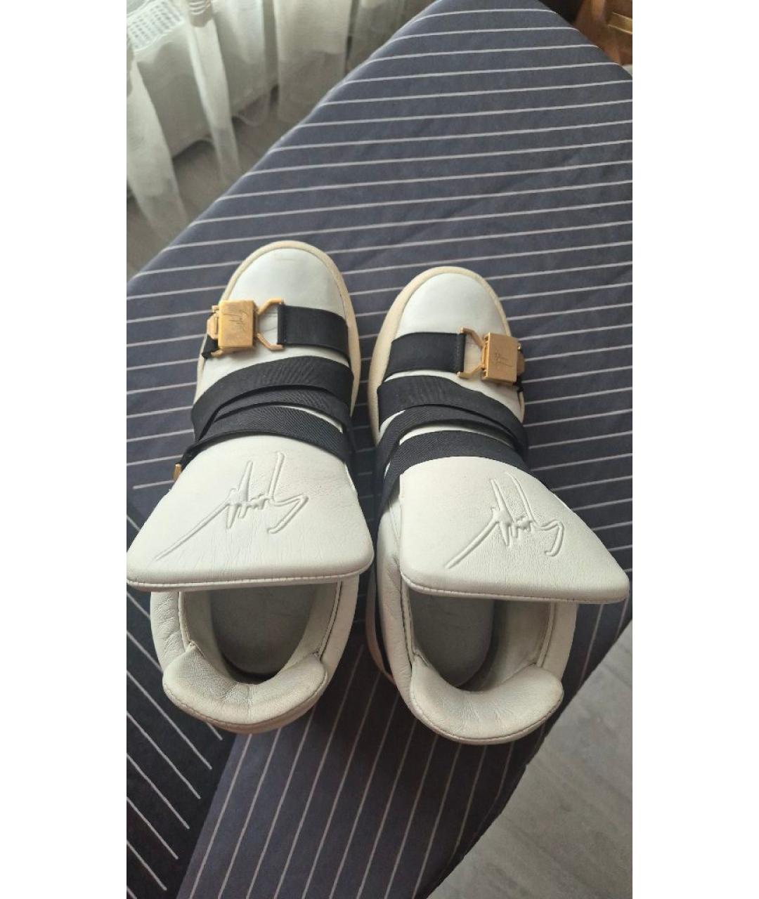 GIUSEPPE ZANOTTI DESIGN Белые кожаные кроссовки, фото 3