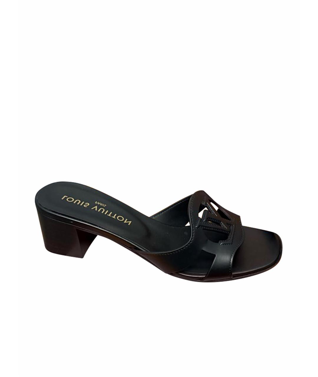 LOUIS VUITTON Черные кожаные мюли, фото 1