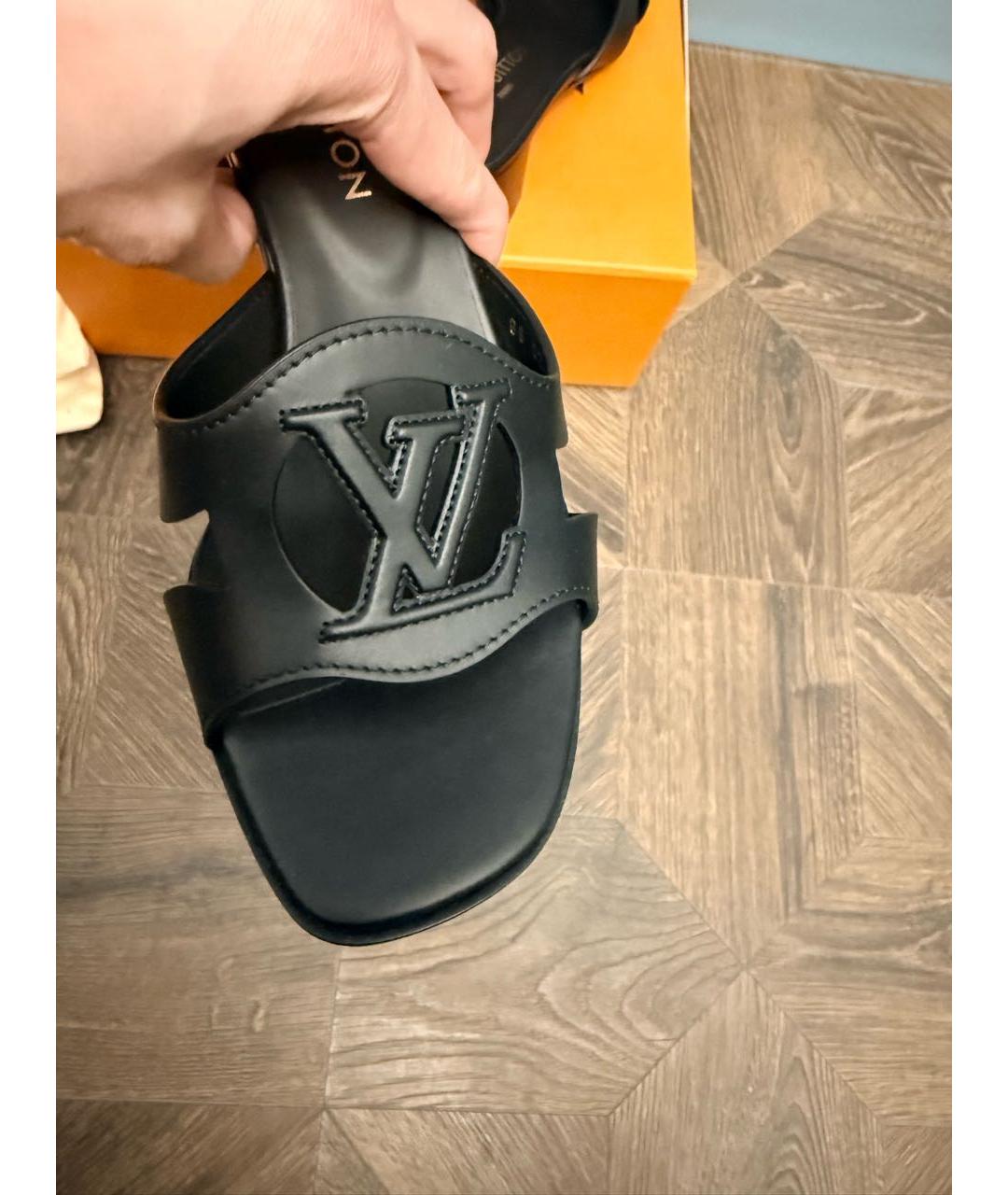 LOUIS VUITTON Черные кожаные мюли, фото 3