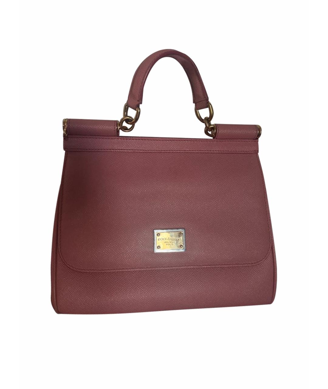 DOLCE&GABBANA Розовая кожаная сумка с короткими ручками, фото 1
