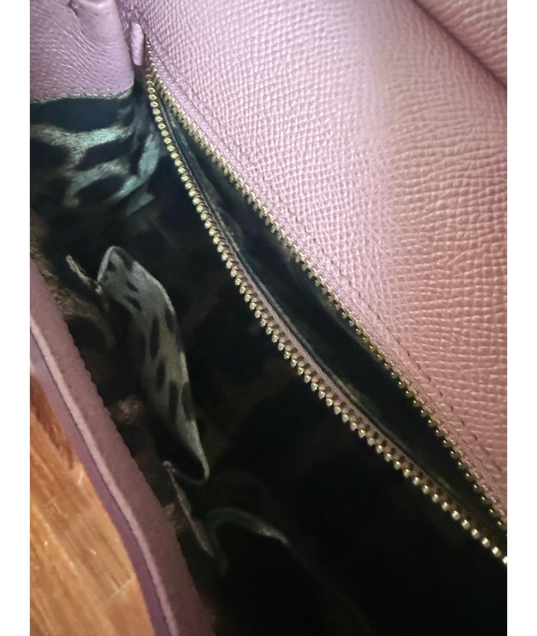 DOLCE&GABBANA Розовая кожаная сумка с короткими ручками, фото 3